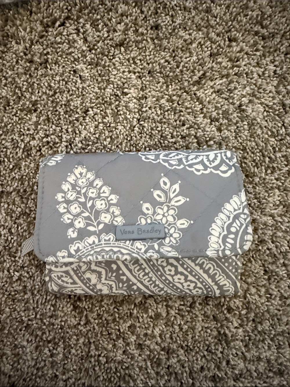 Vera Bradley Gray and Cream Quilted Paisley Wallet